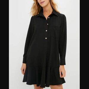 Tuckernuck Women's Black Callahan Shirt Dress Ruffle Hem Swing Style Size XXXL